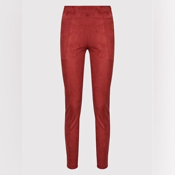 GUESS Women's Maya Faux Suede Leggings pants size L Bordeaux - Picture 2 of 15